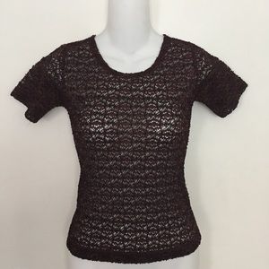 Segreta By Emmanuel Schivili Made In Italy Brown Lace Top Size XS Vintage 90s